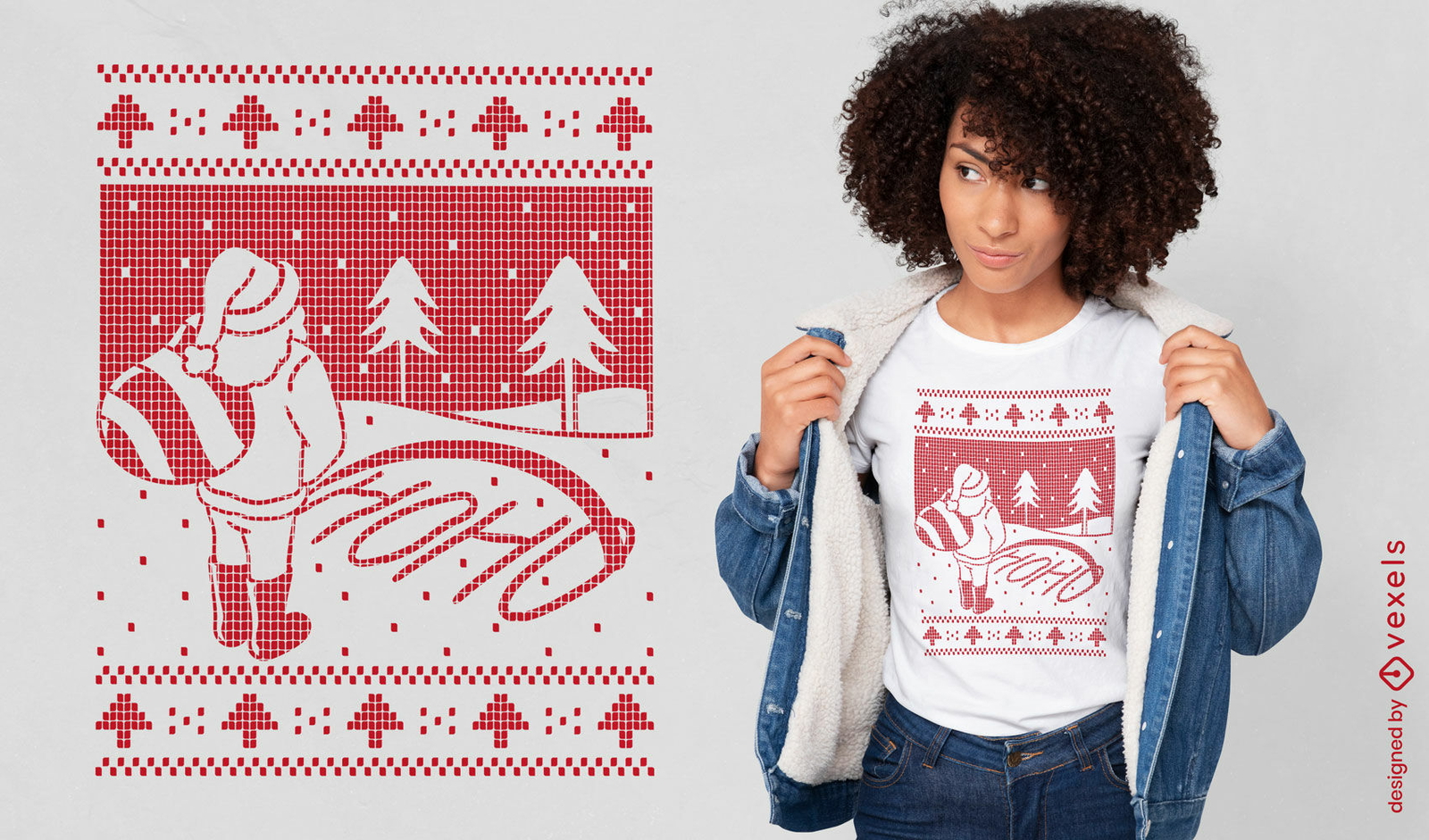 Design de camiseta de suéter feio engraçado de papai noel