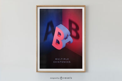 Design de cartaz de efeito de ilusão 3D A e B