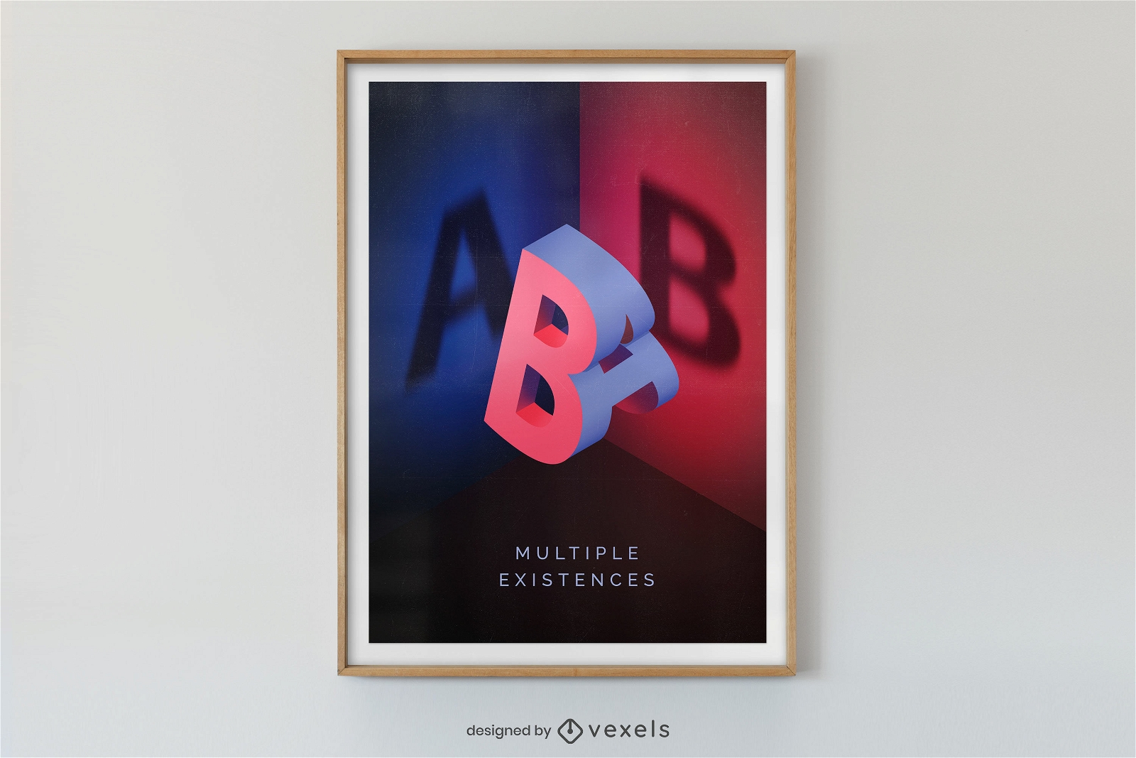 A and B 3D illusion effect poster design
