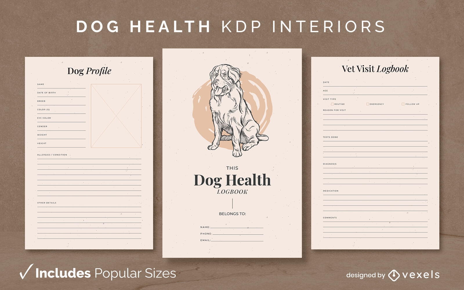 Dog health Tracker Design Template KDP