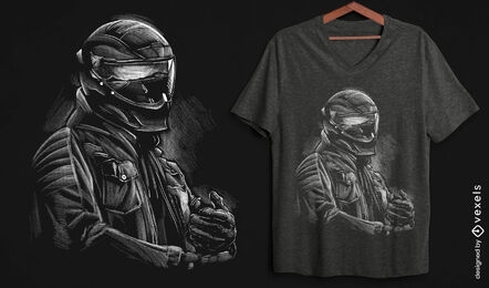 Biker-Helm-Porträt-T-Shirt-Design