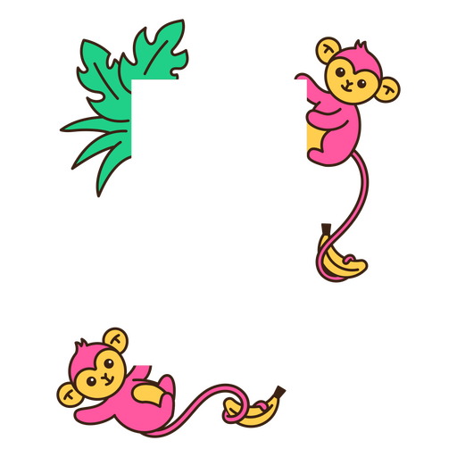 Cute Monkey Animal Flat PNG & SVG Design For T-Shirts