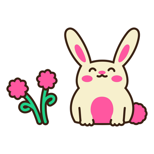 Cute bunny with flowers PNG Design