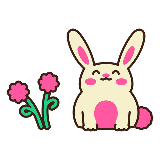 Süßer Hase mit Blumen PNG-Design