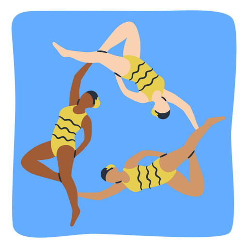 Acrobatic swimming triplet PNG Design