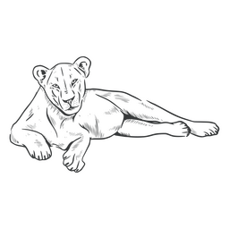 León línea arte hembra tendido Diseño PNG