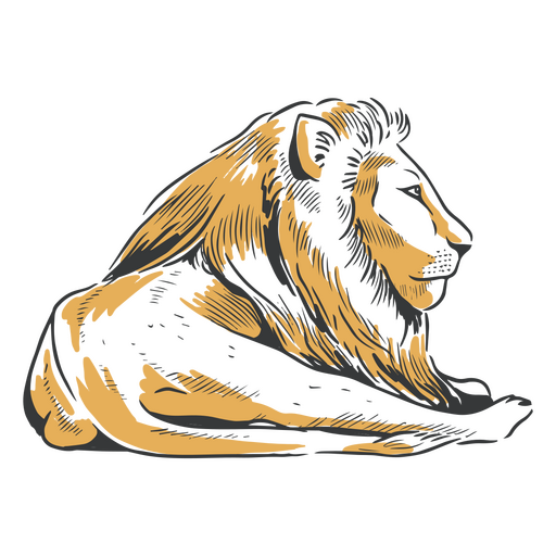 Lion duotone laying PNG Design
