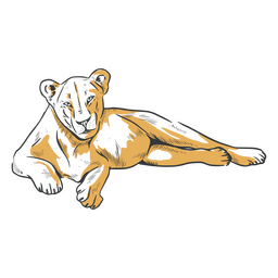 Lion duotone female laying Transparent PNG