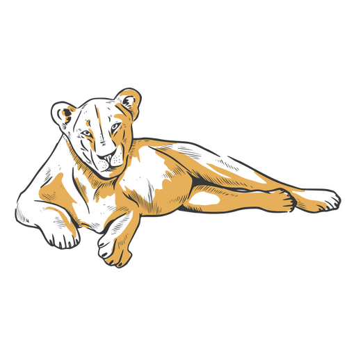 Lion duotone female laying PNG Design
