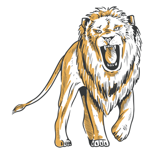 Rugido de duotono de león Diseño PNG