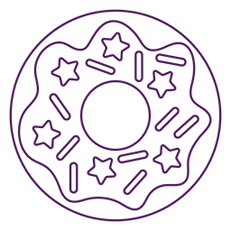 Trazo de dulces de donut de estrellas glaseadas Diseño PNG