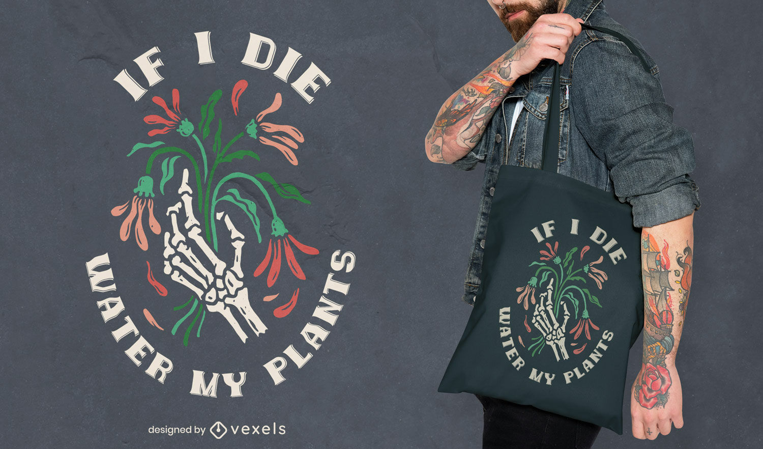 Diseño de bolsa de asas con cita de plantas divertidas