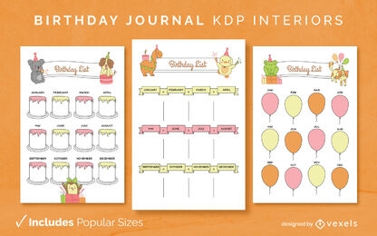 Modelo de design de diário de aniversário KDP