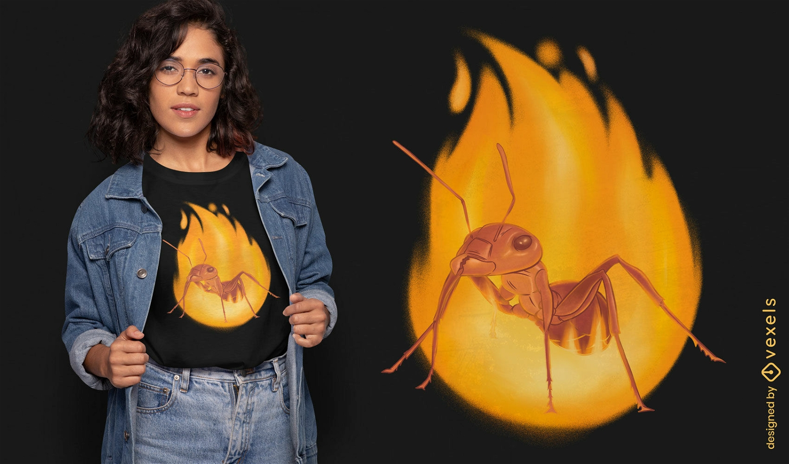 Flaming ant t-shirt design