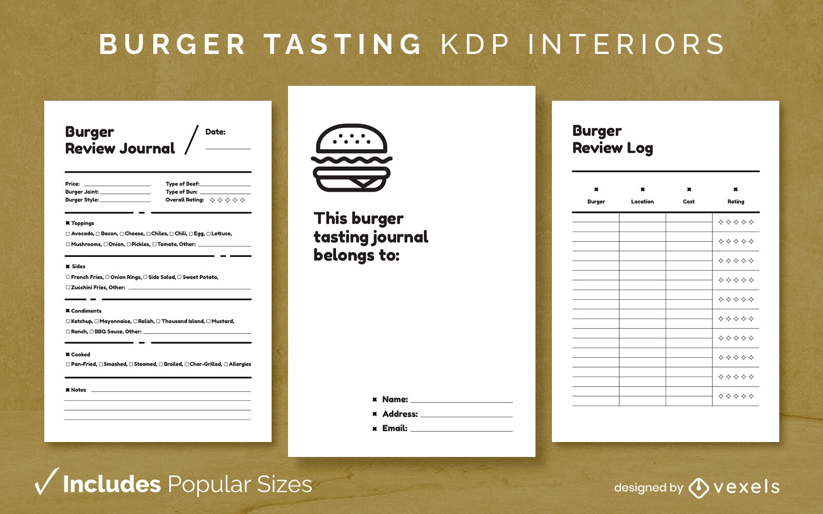 Burger journal Template KDP Interior Design