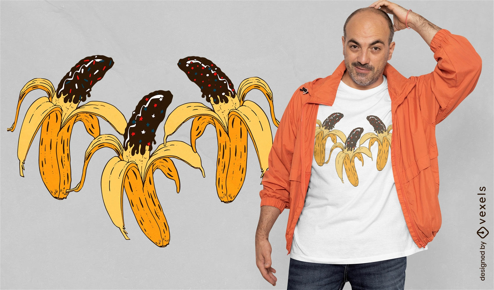 Design de camiseta de bananas e chocolate