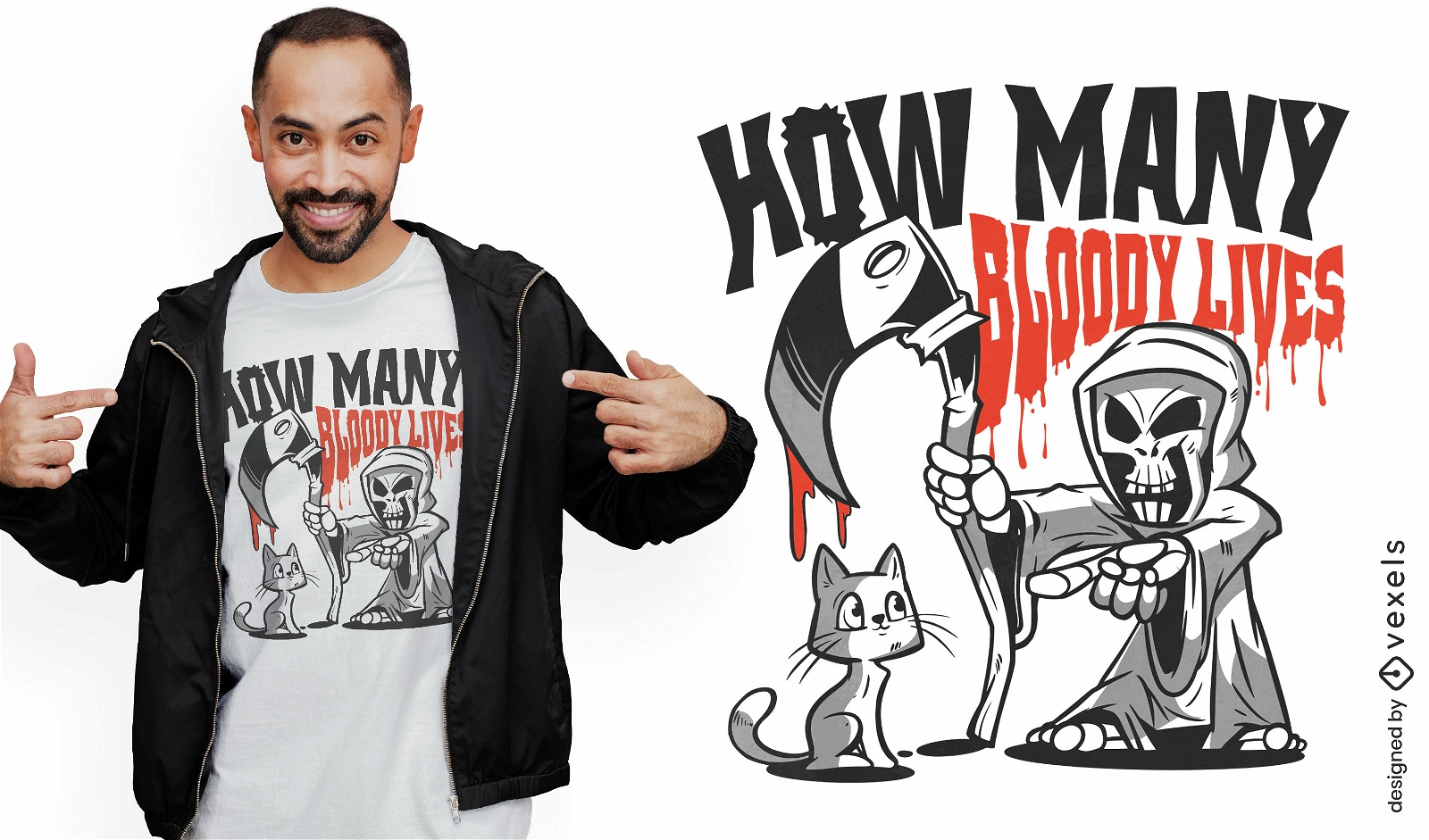 Cat lives funny cartoon t-shirt design