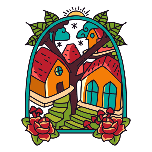 Fairy tale houses PNG Design