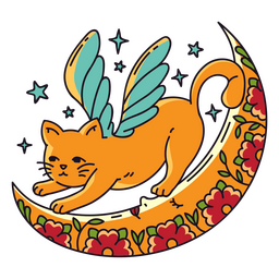 Gato mágico na lua Desenho PNG