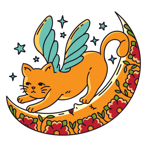 Magical cat on the moon PNG Design