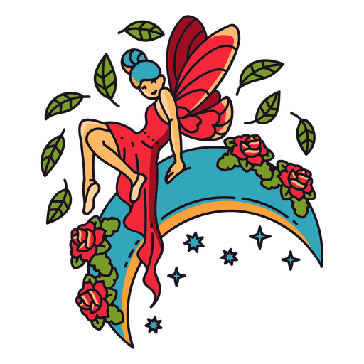 Enchanted forest fairy on the moon PNG Design