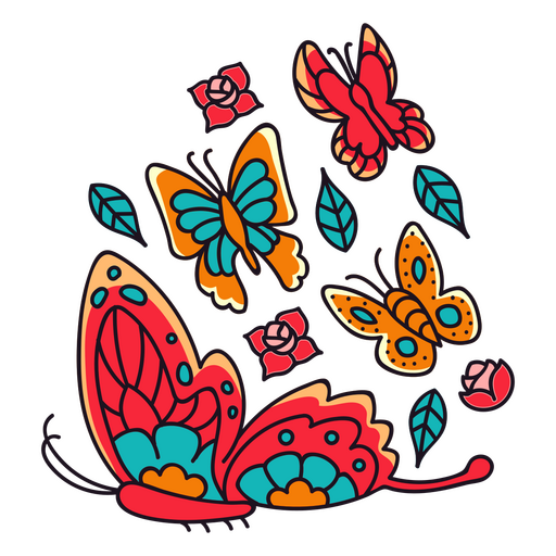 Mariposas de colores a la luz del sol Diseño PNG