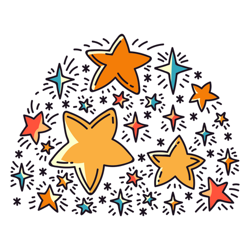 Estrelas formando uma constelação colorida Desenho PNG