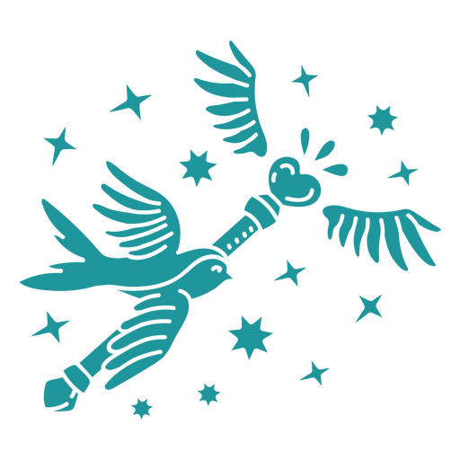 Bird with a magic wand PNG Design