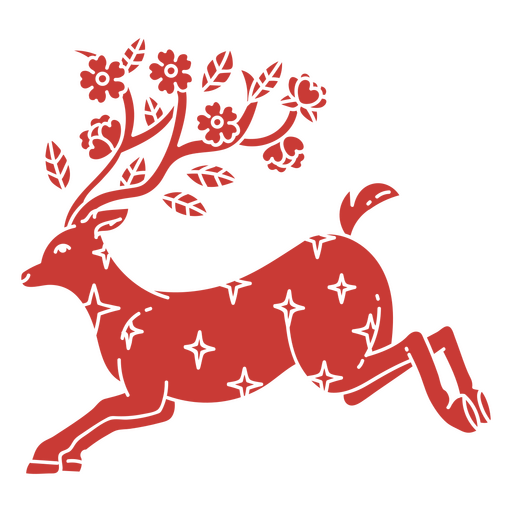 Majestätisches Rentier mit blumigen Hörnern PNG-Design