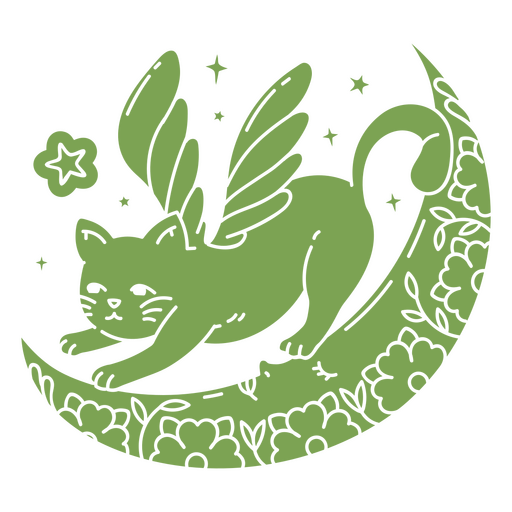 Magical winged cat PNG Design