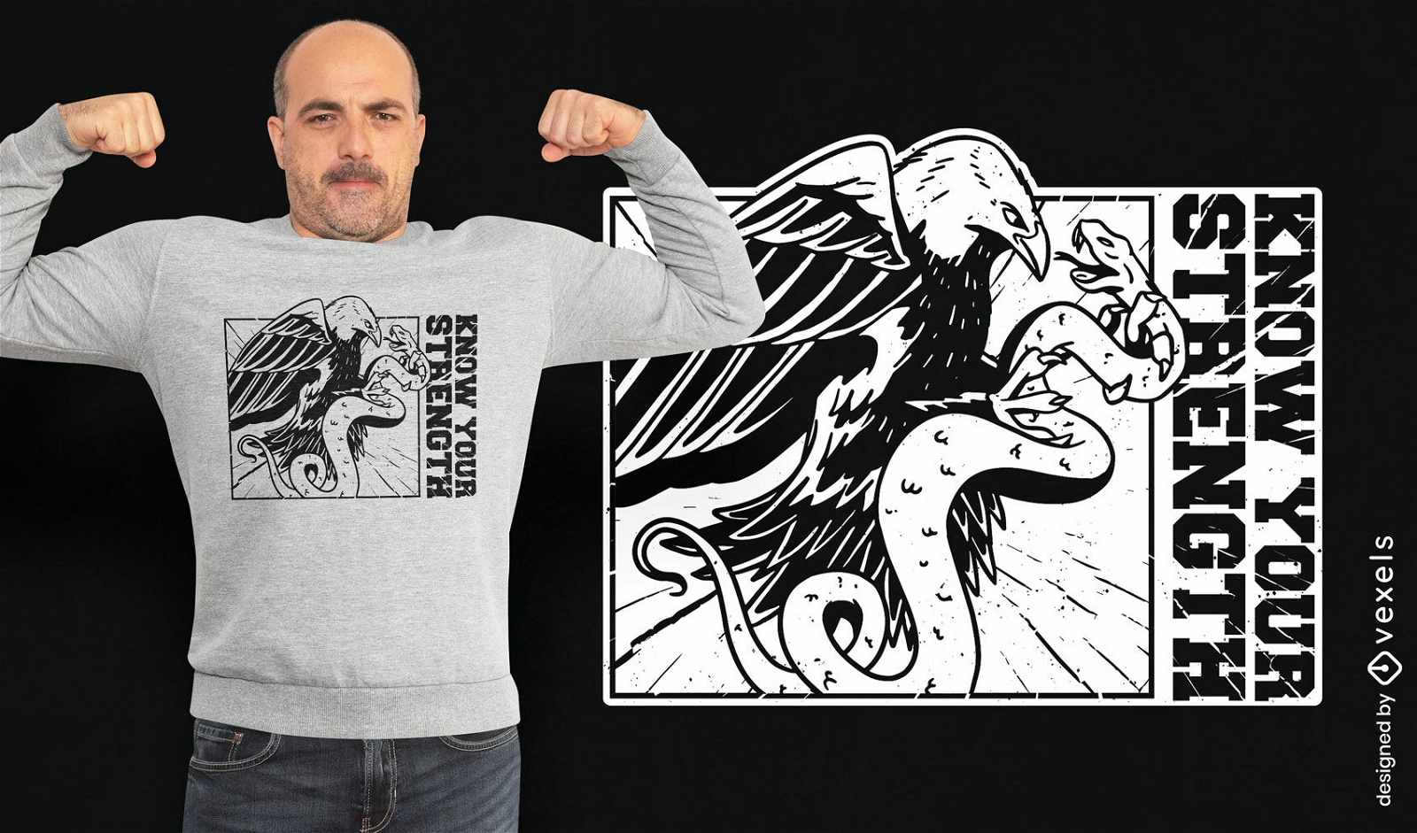Conheça o seu design de camiseta de cobra de águia de força