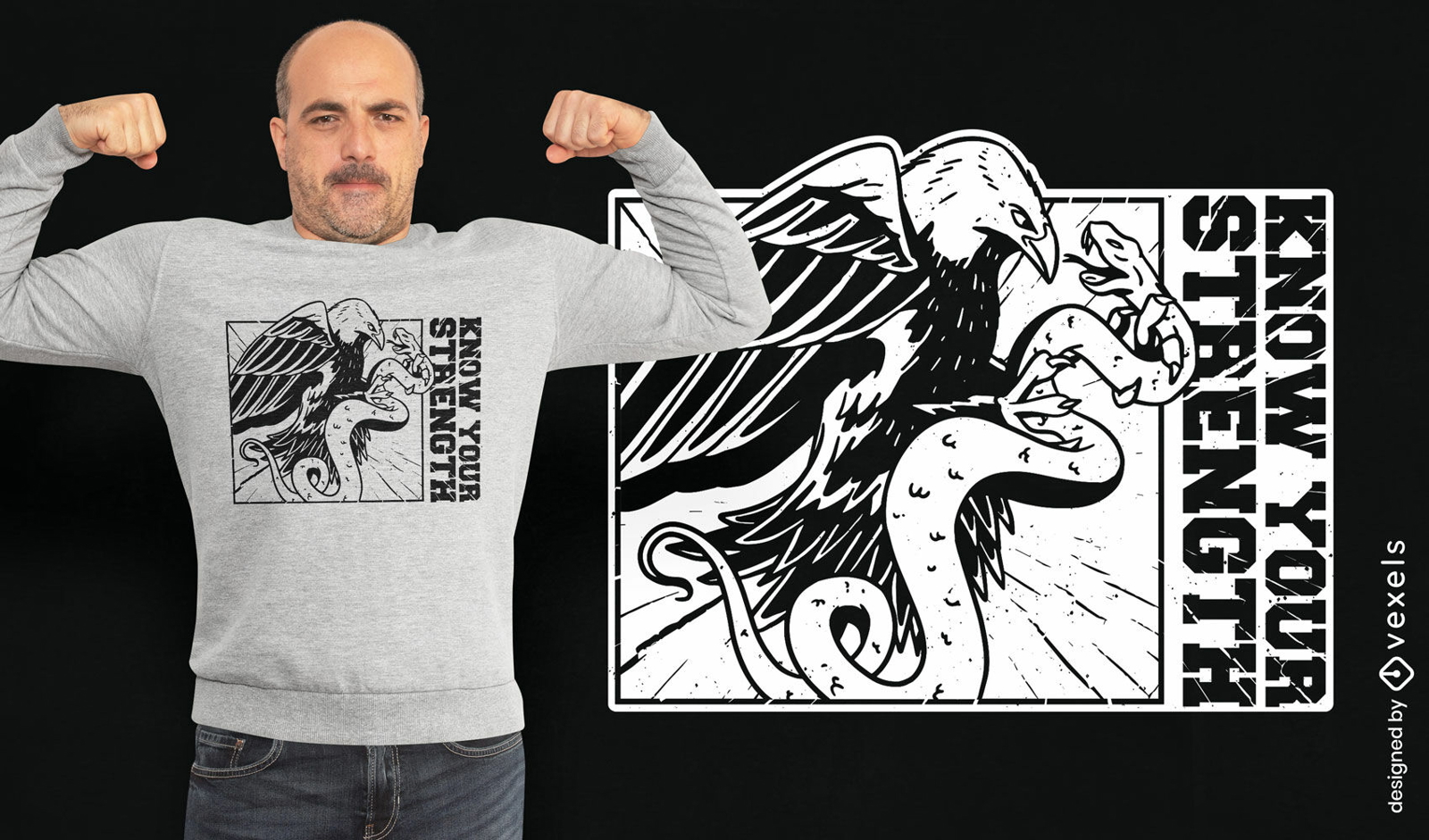 Know your strength eagle snake t-shirt design