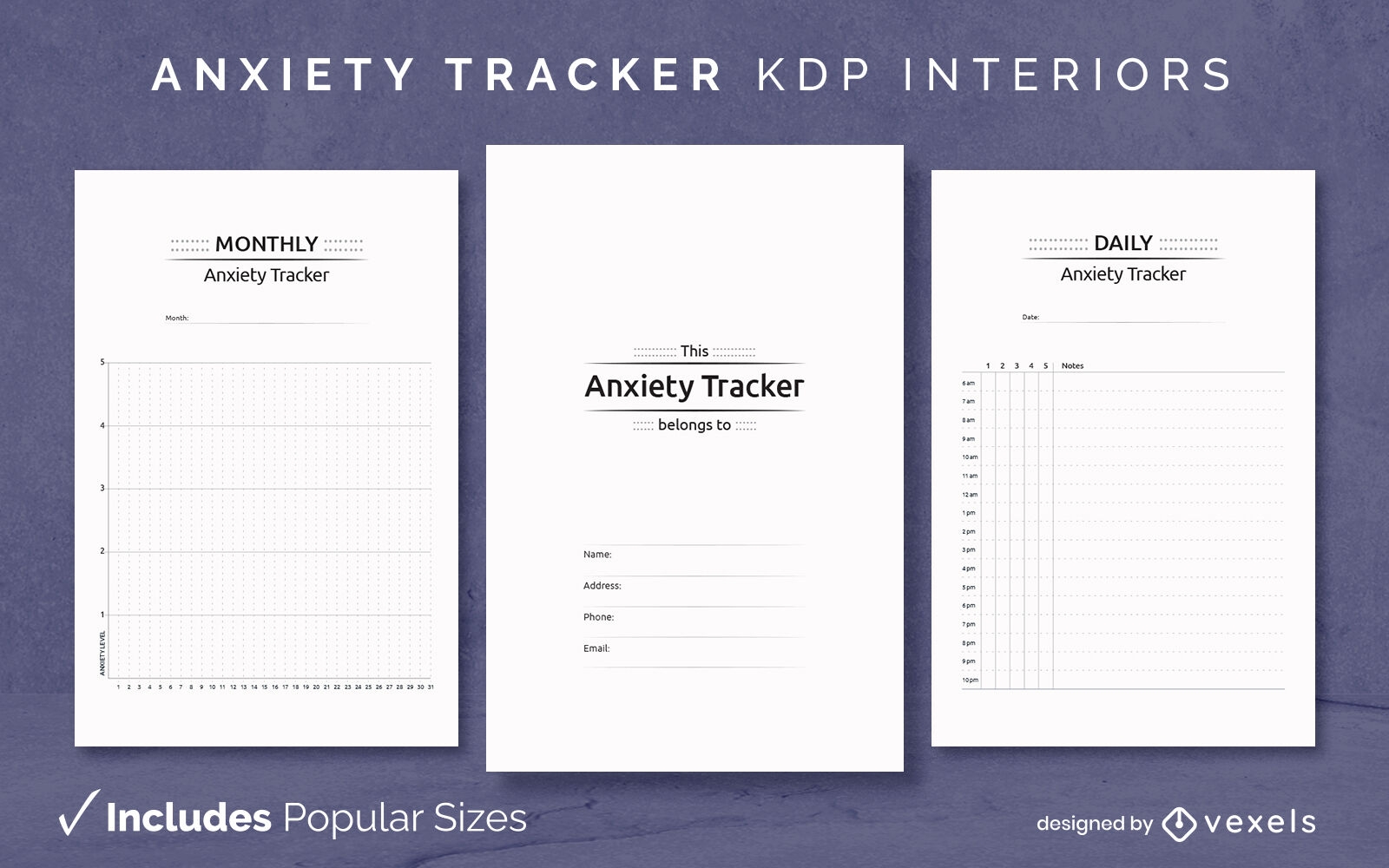 Anxiety Tracking Log Design Template KDP