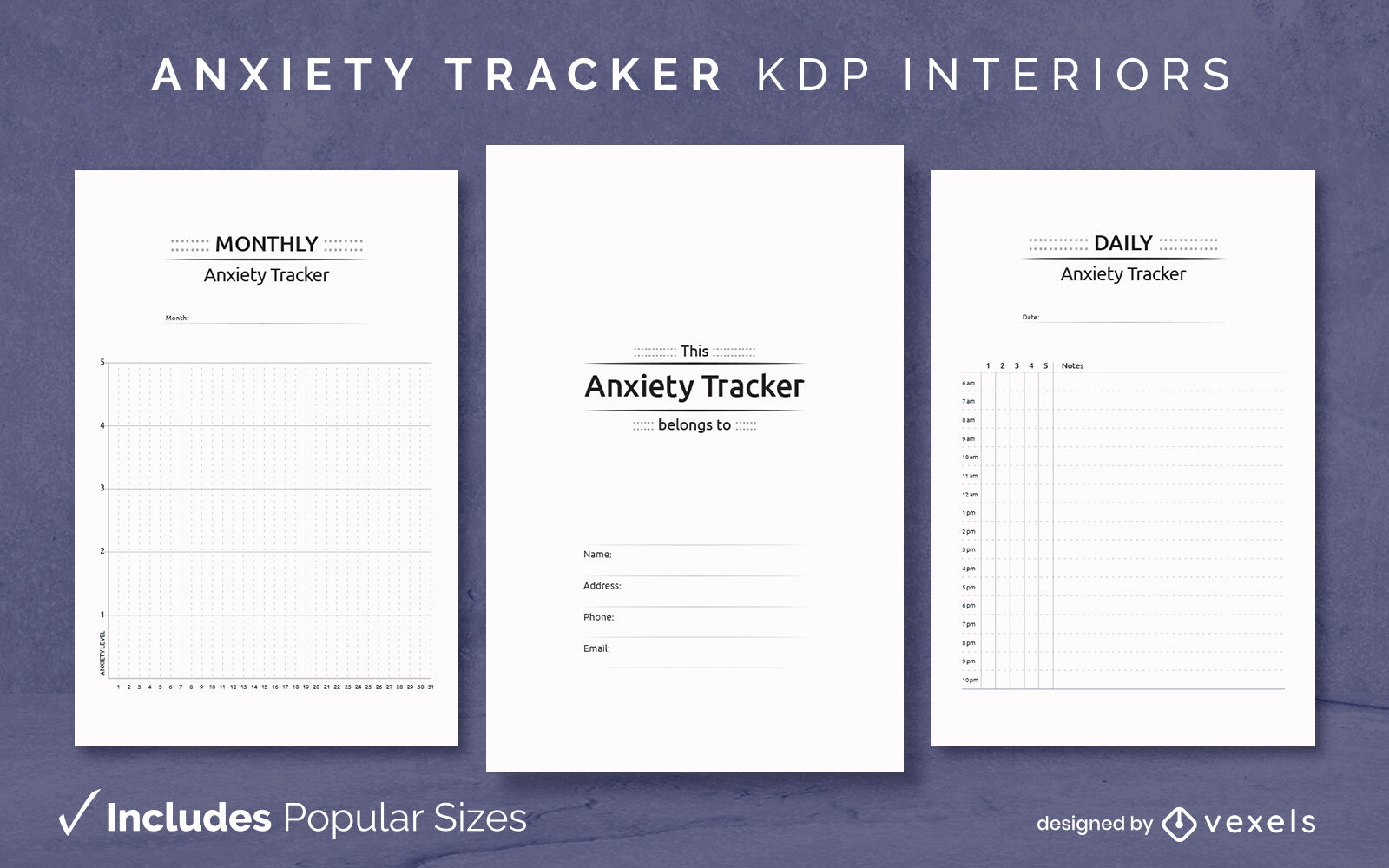 Modelo de design de registro de rastreamento de ansiedade KDP