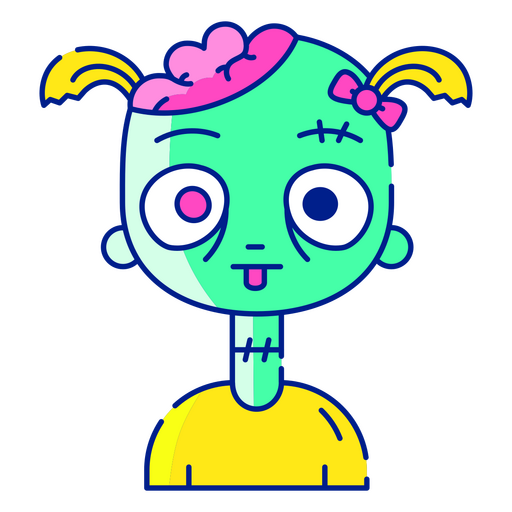 A zombie girl with bloodshot eyes PNG Design