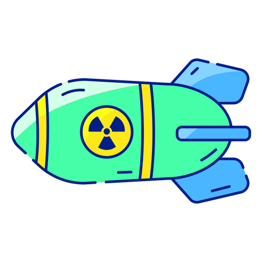 Rakete mit dem radioaktiven Symbol, die durch den Raum fliegt PNG-Design