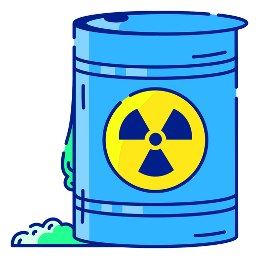 Barril azul con símbolo radiactivo Diseño PNG