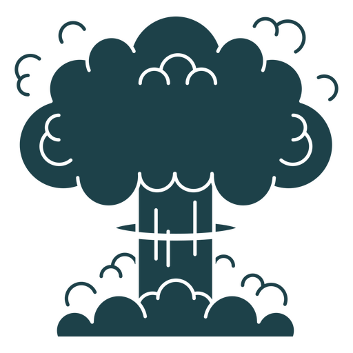 Bomba nuclear com uma nuvem de cogumelo subindo ao fundo Desenho PNG