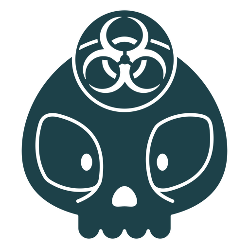 Schwarzer Schädel mit Biogefährdungssymbol PNG-Design