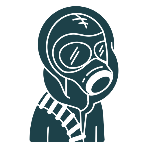 A person wearing a gas mask PNG Design