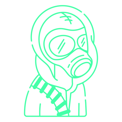 Person wearing a gas mask to protect himself from dangerous air PNG Design