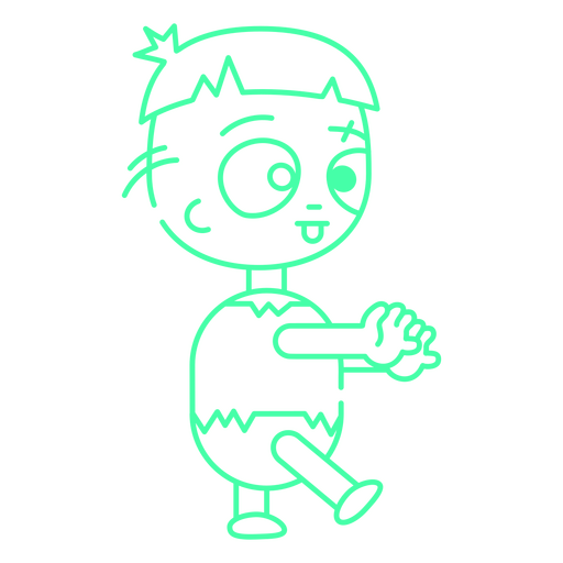 Um menino zumbi caminhando lentamente em direção a sua presa Desenho PNG