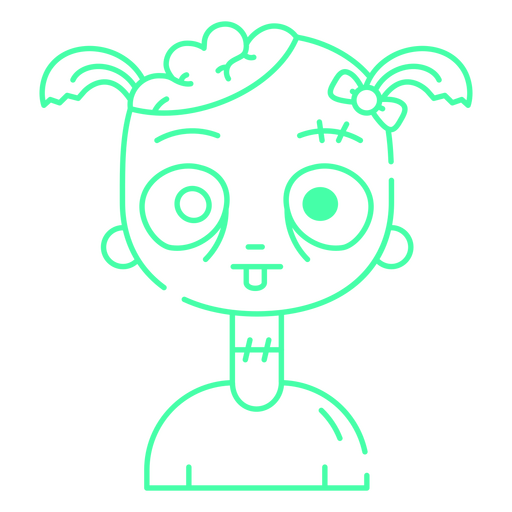 Chica zombie con ojos espeluznantes y cerebro expuesto Diseño PNG