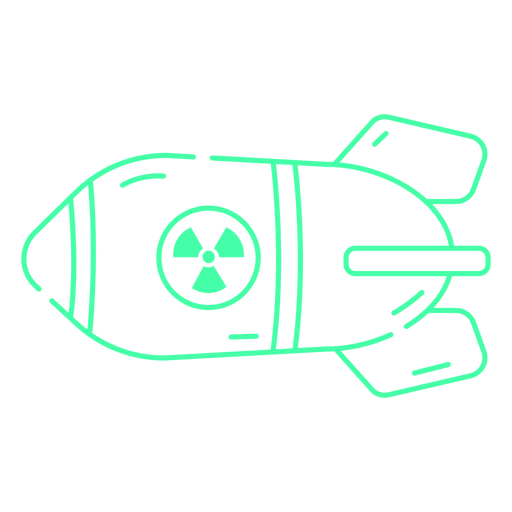A rocket with the radioactive sign PNG Design