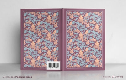 Diseño de portada de libro de patrón de pájaro vintage