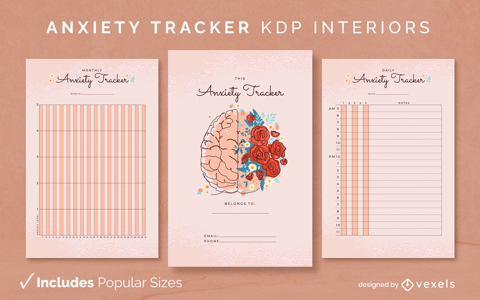 Mind anxiety Tracker Design Template KDP