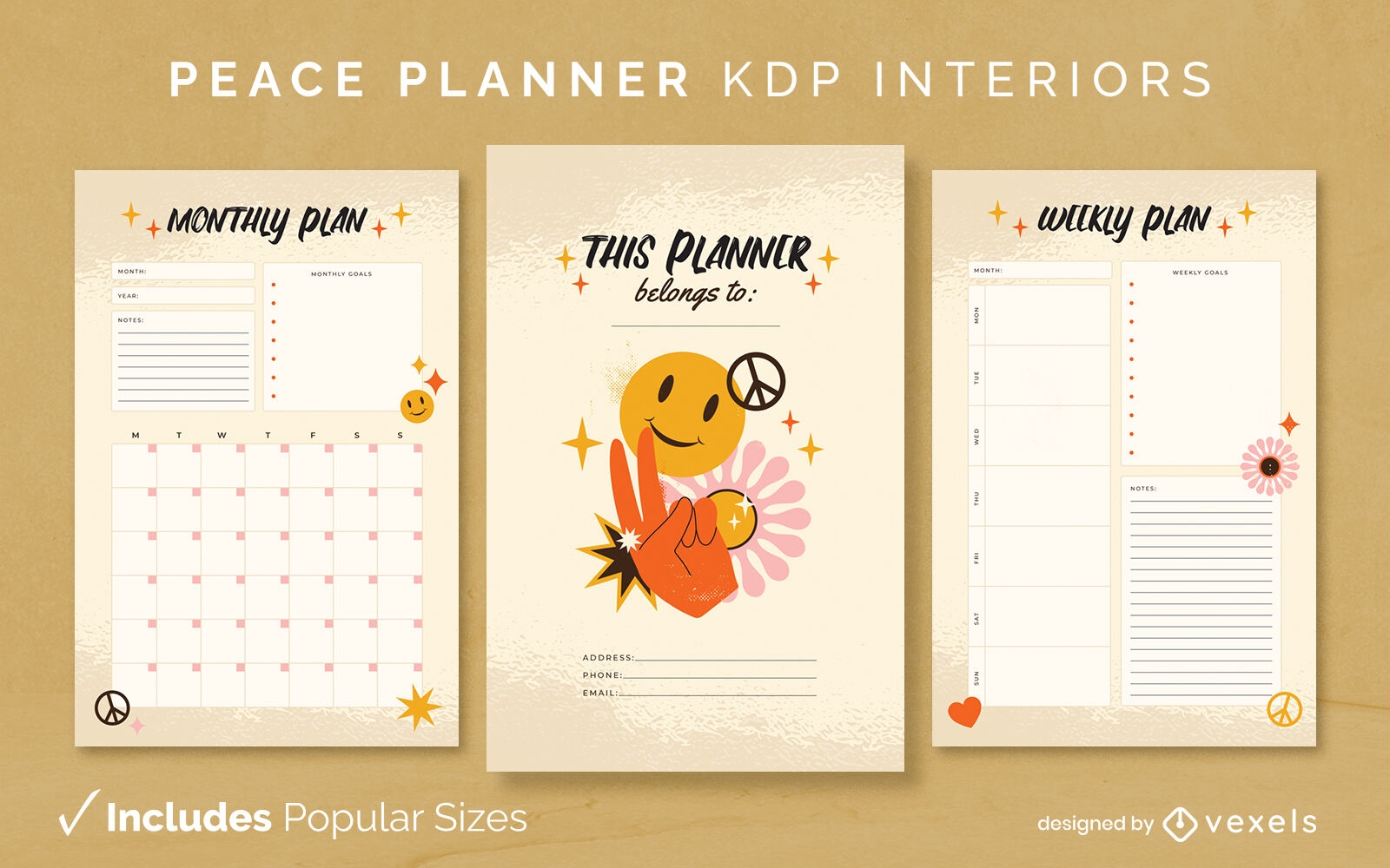 Hippie planner Diary Design Template KDP