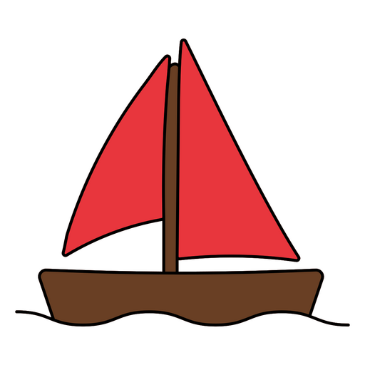 Barco de traçado de cor monoline Desenho PNG