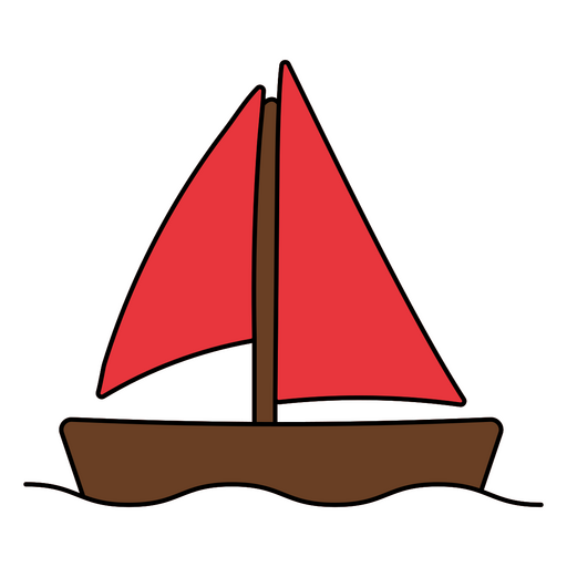 Barco de trazo de color monoline Diseño PNG