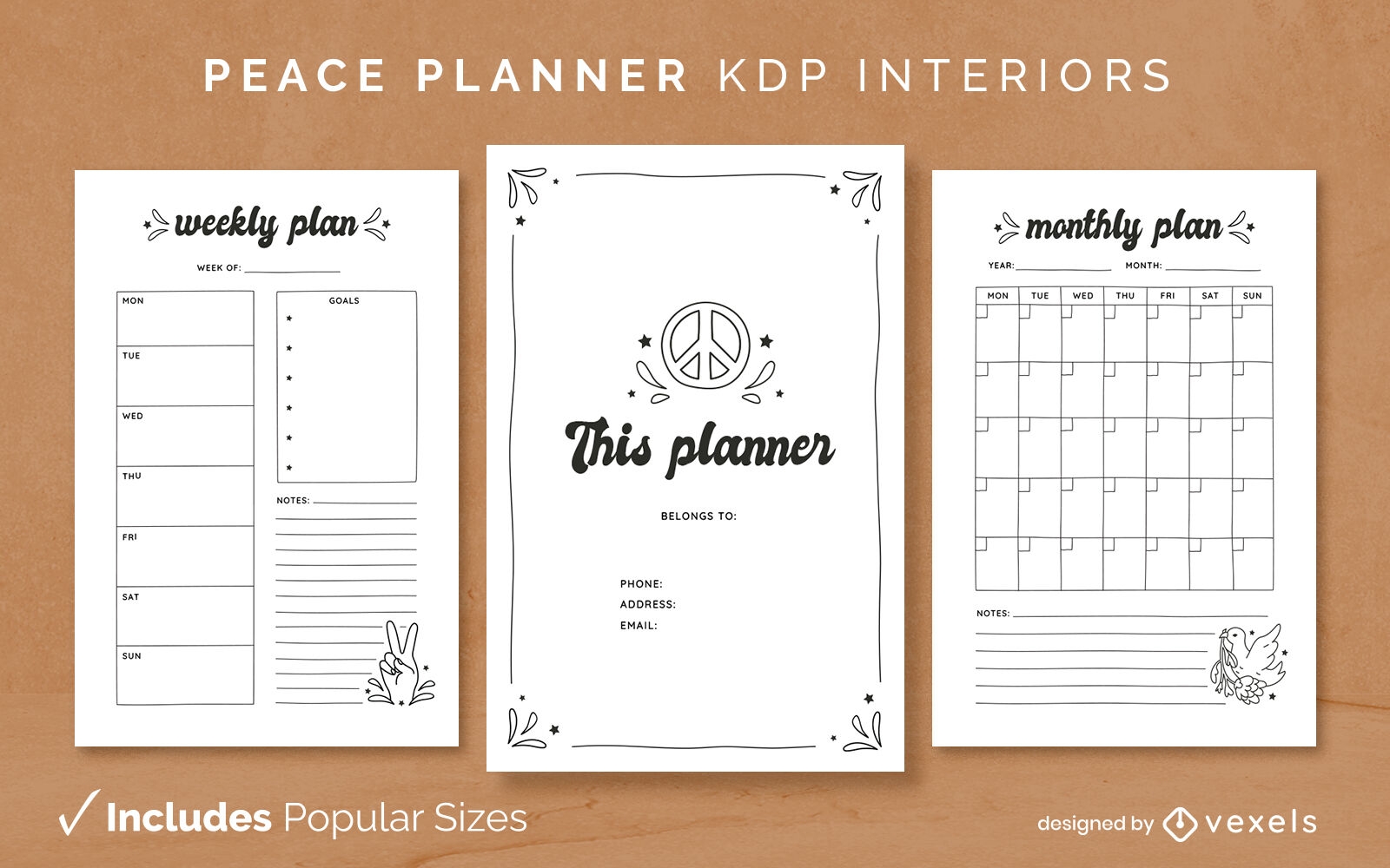 Modelo de Design de Diário do planejador da paz KDP